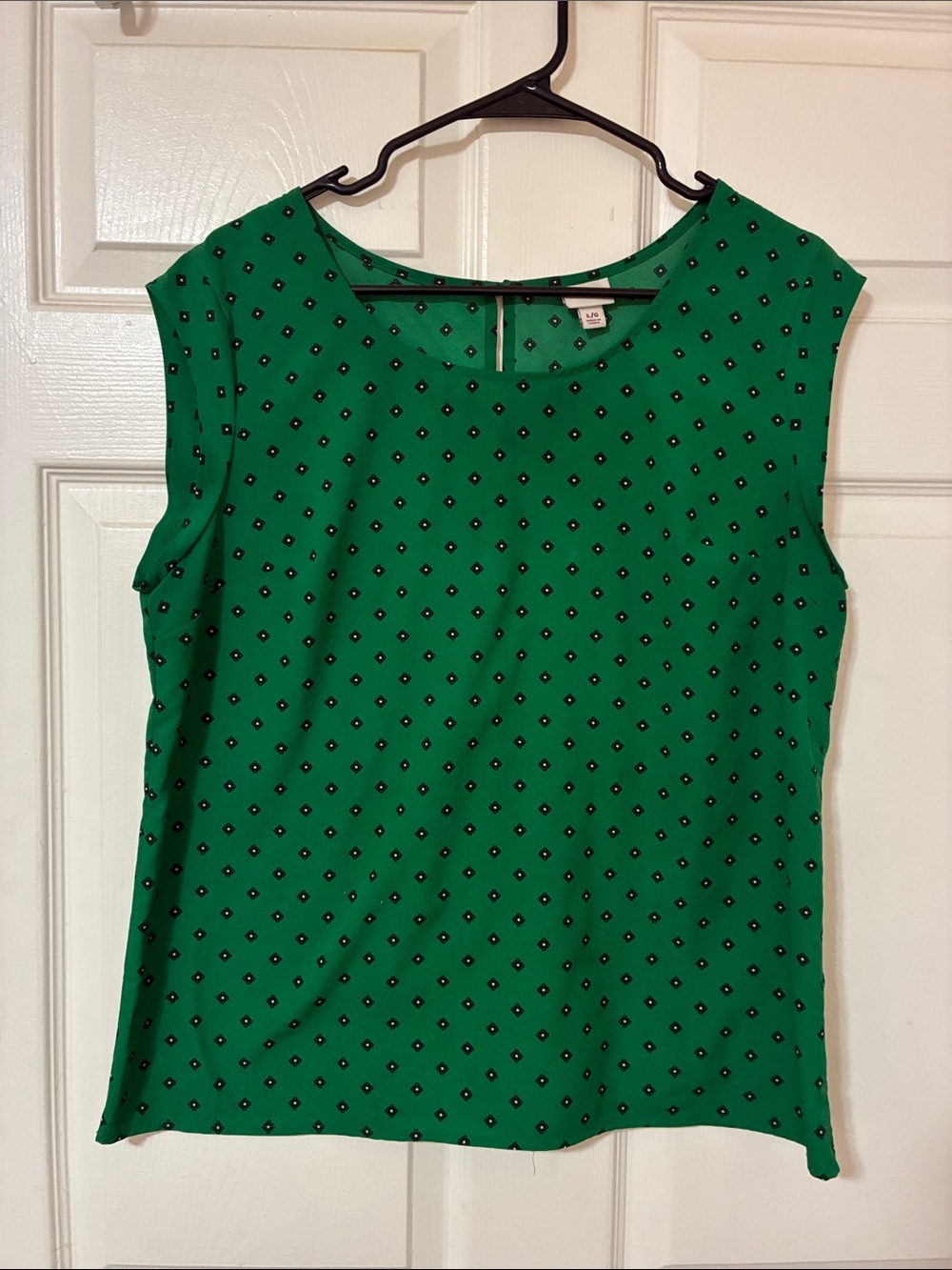 Merona Green Sleeveless Diamond-Print Shell Top